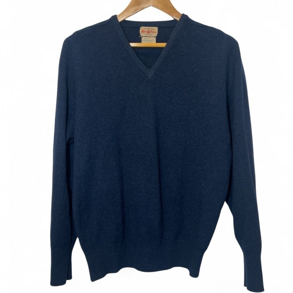 Alan Paine Pure Lambswool V Neck Sweater Made in‎ England Size 42 Large? Vintage
